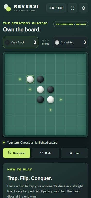 Reversi on a mobile screen.