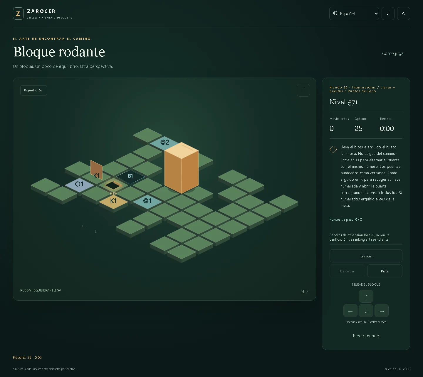 Rolling Block Puzzle: Rolling block on a tiled platform