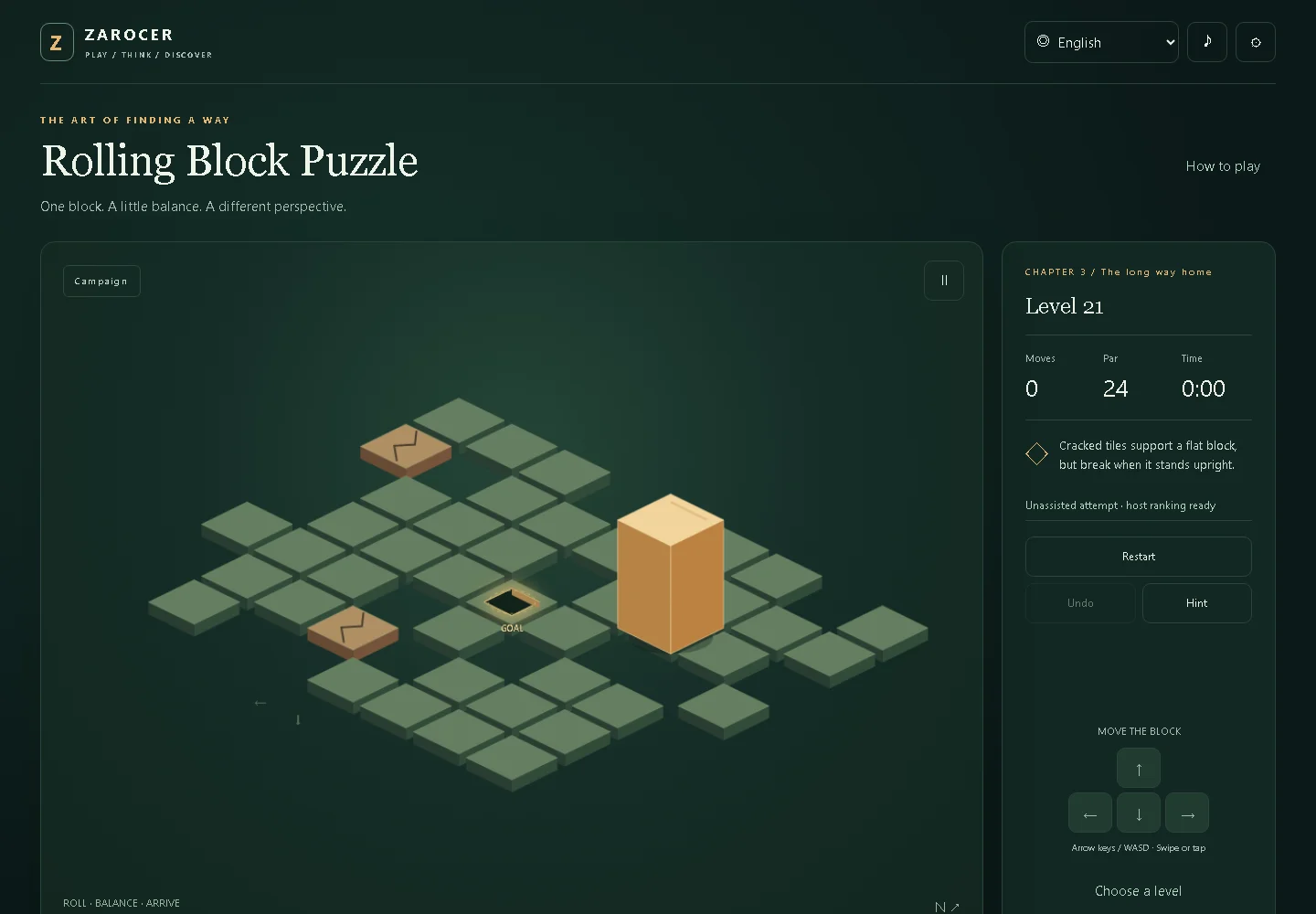 Rolling Block Puzzle: Upright block in an Expedition level