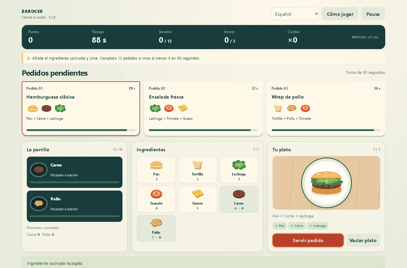 Rush Kitchen: Burger order and kitchen stations