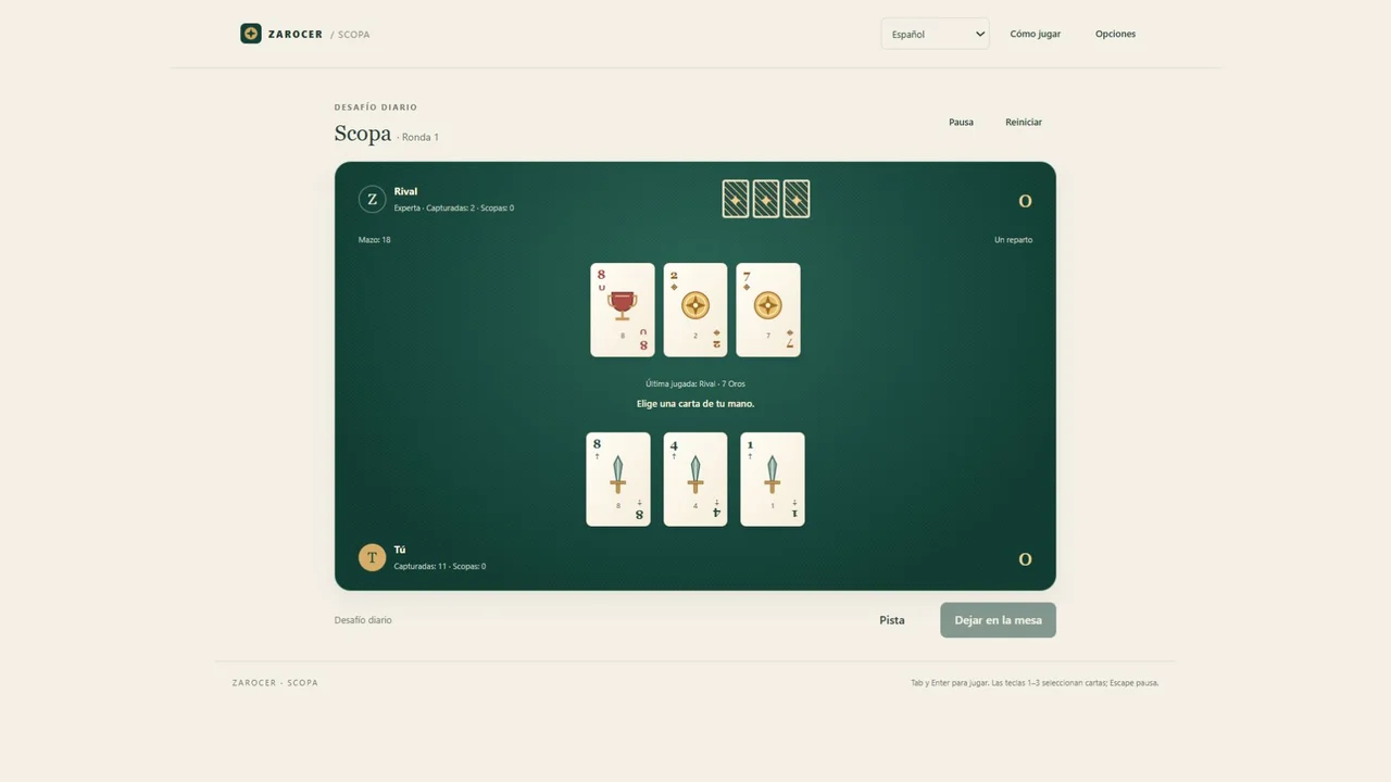 Scopa: gameplay screenshot 2