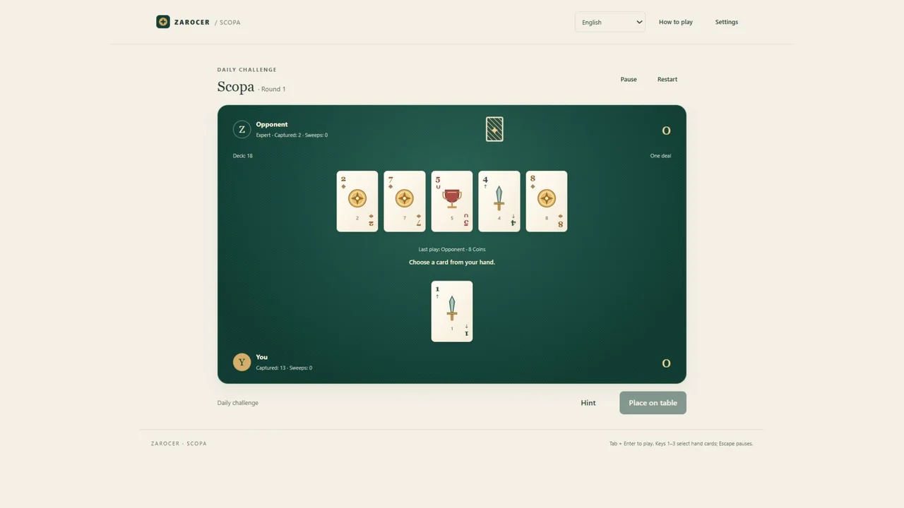 Scopa: gameplay screenshot 3