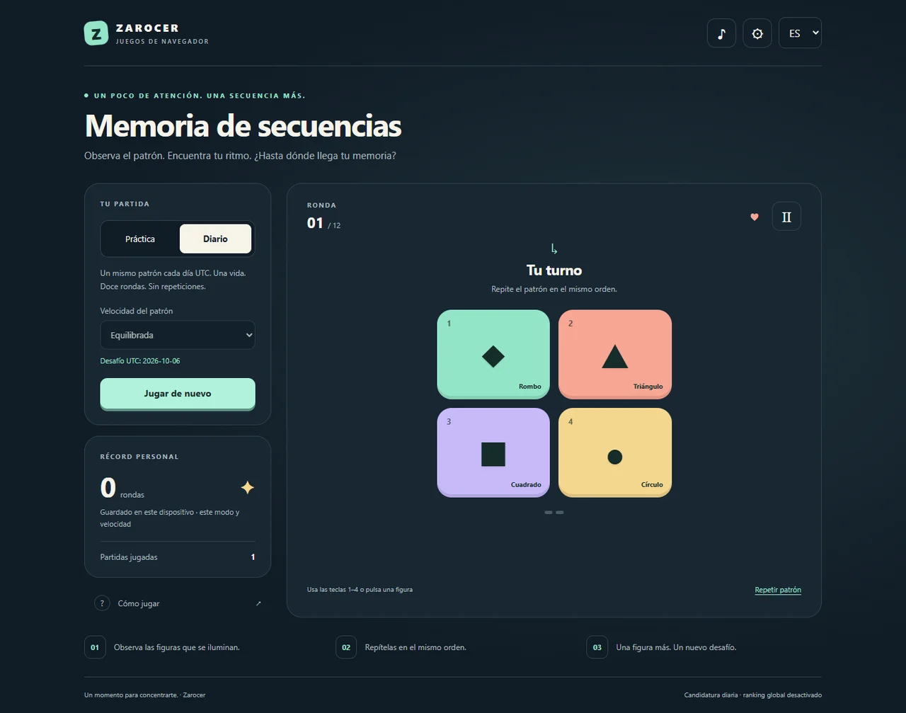 Sequence Memory player turn
