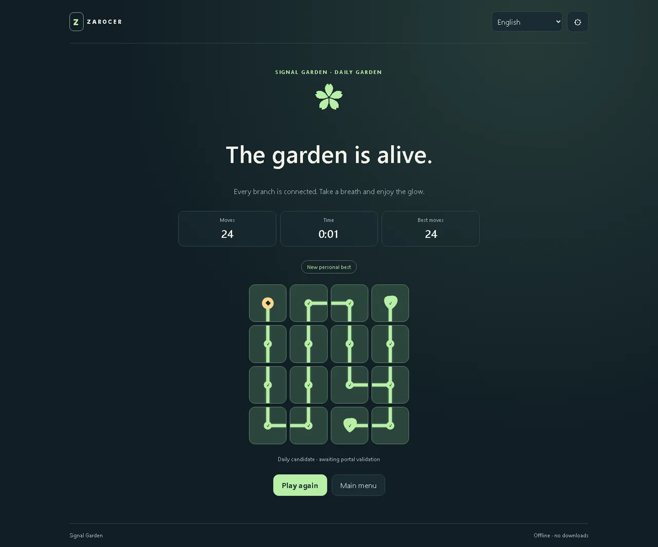 Signal Garden: victory result