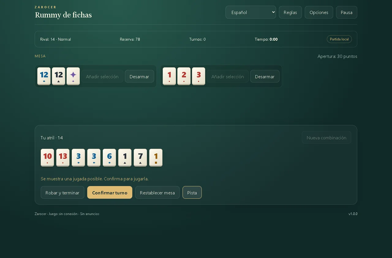 Tile Rummy: gameplay screenshot 1