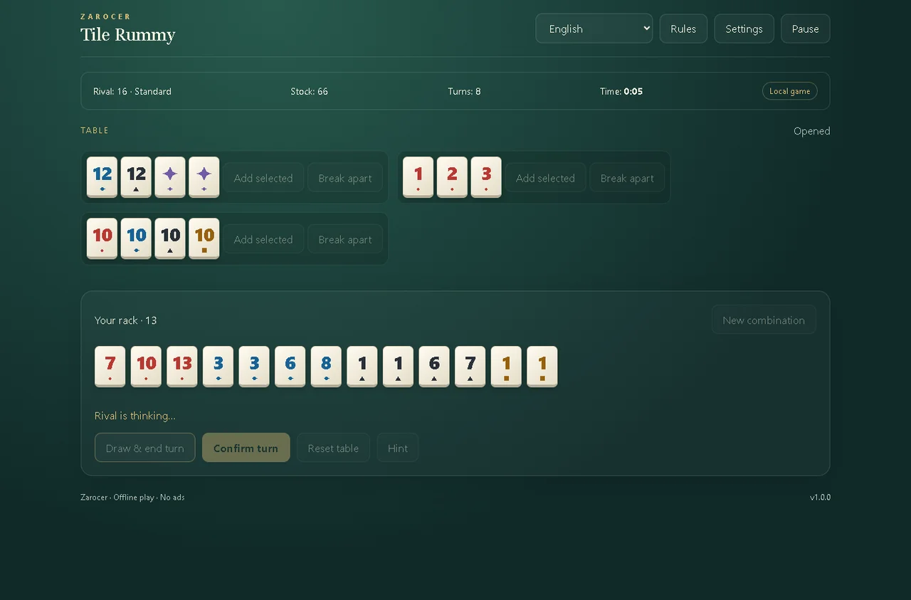 Tile Rummy: gameplay screenshot 3