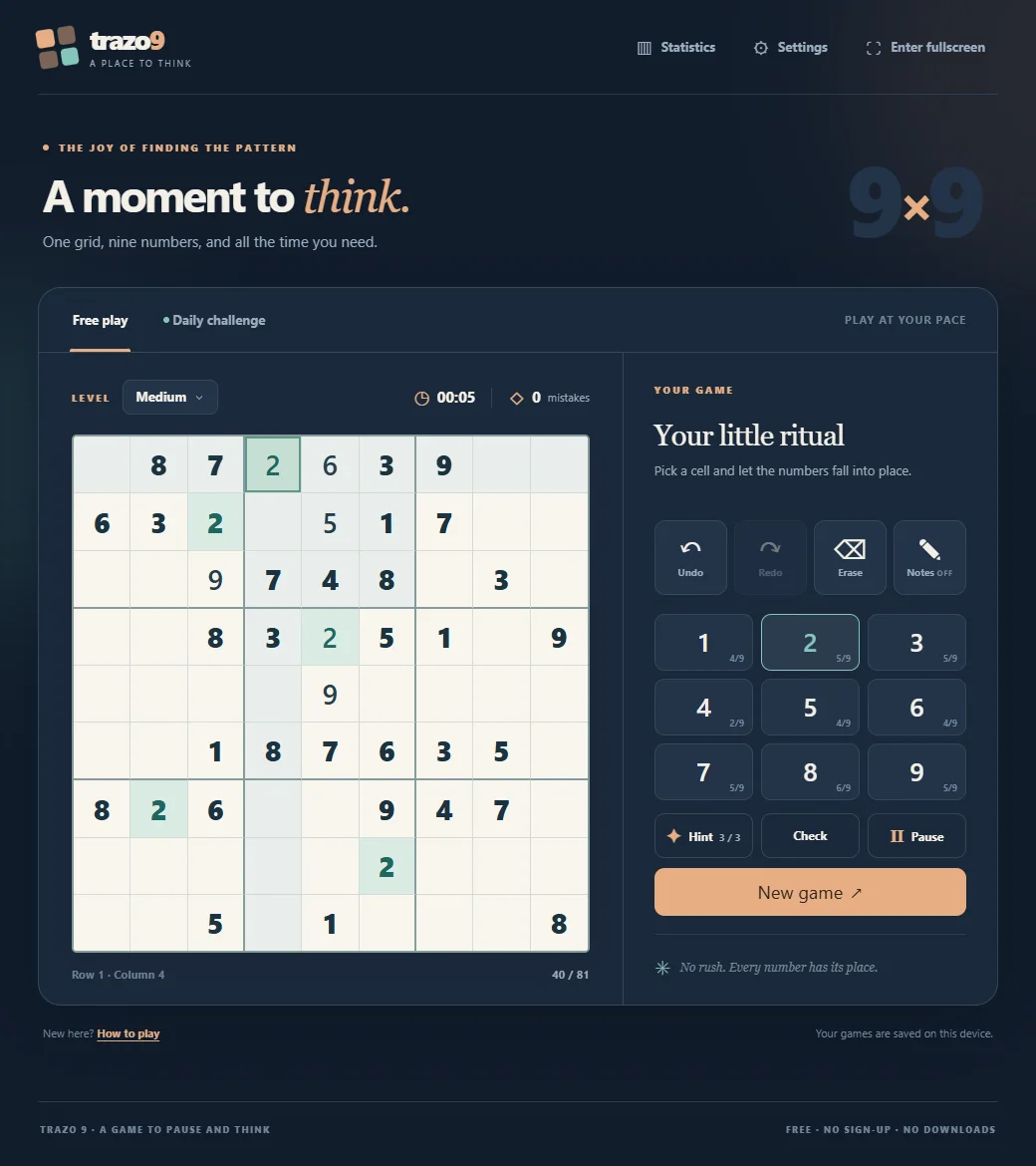 Sudoku with six deduced singles and a selected cell