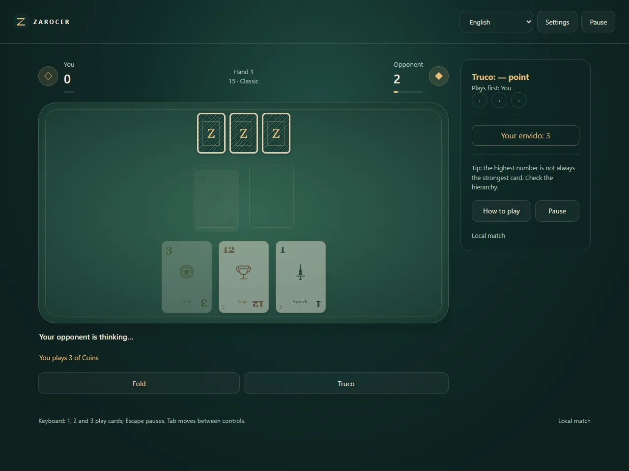 Rioplatense Truco: gameplay screenshot 2