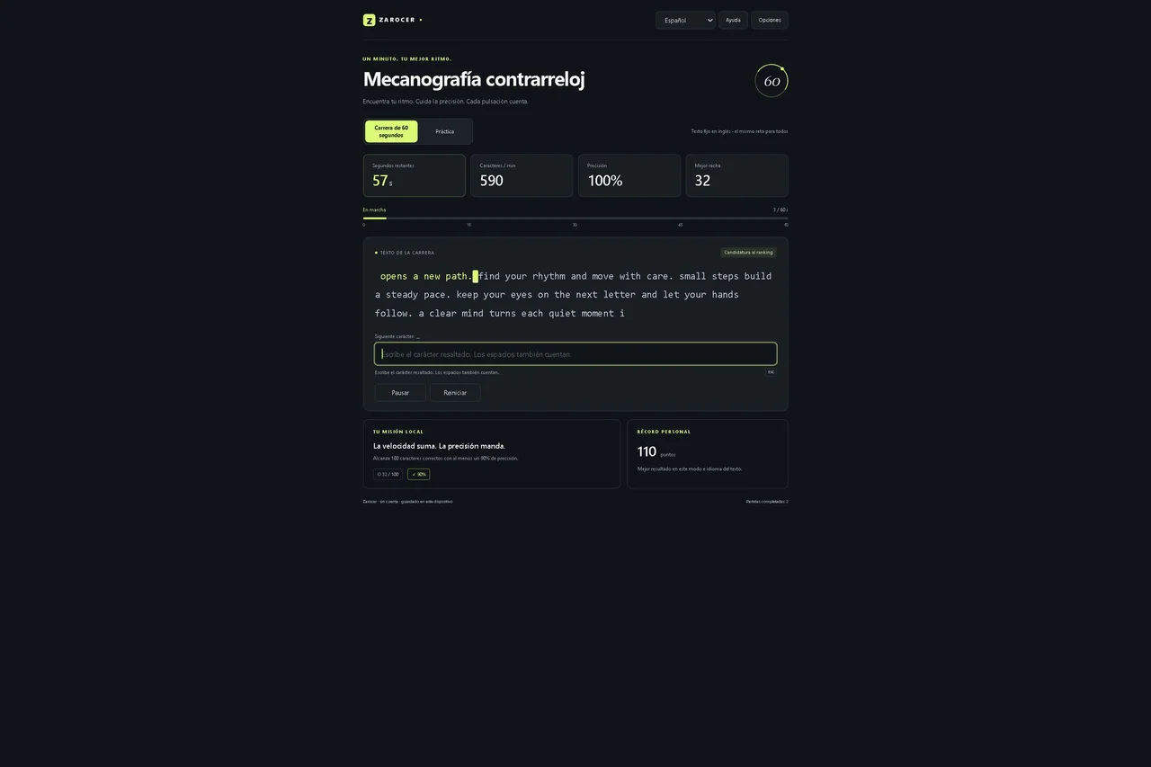 Typing Speed Race: Typing passage and accuracy statistics
