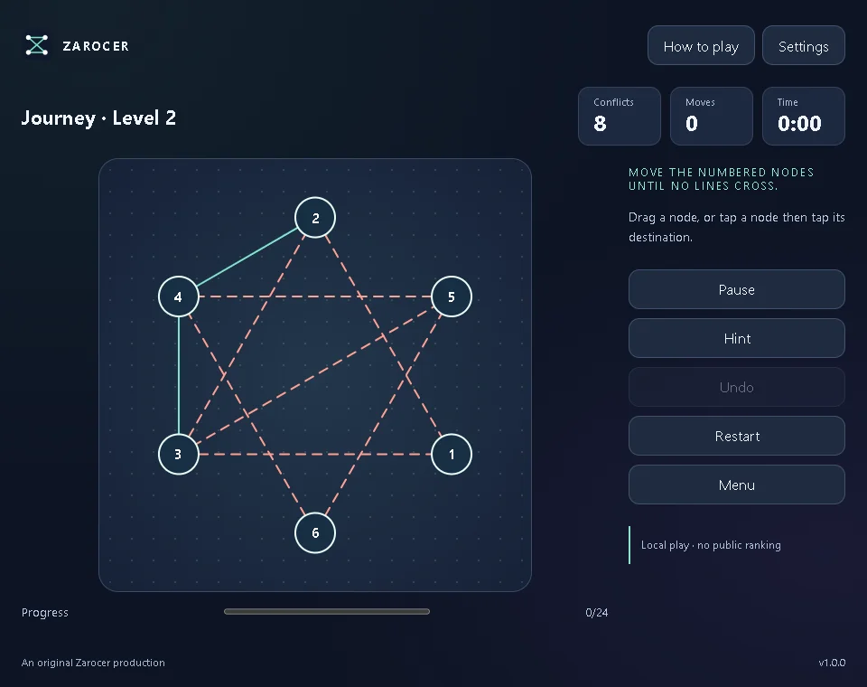 Untangle Puzzle: Second level with crossing lines