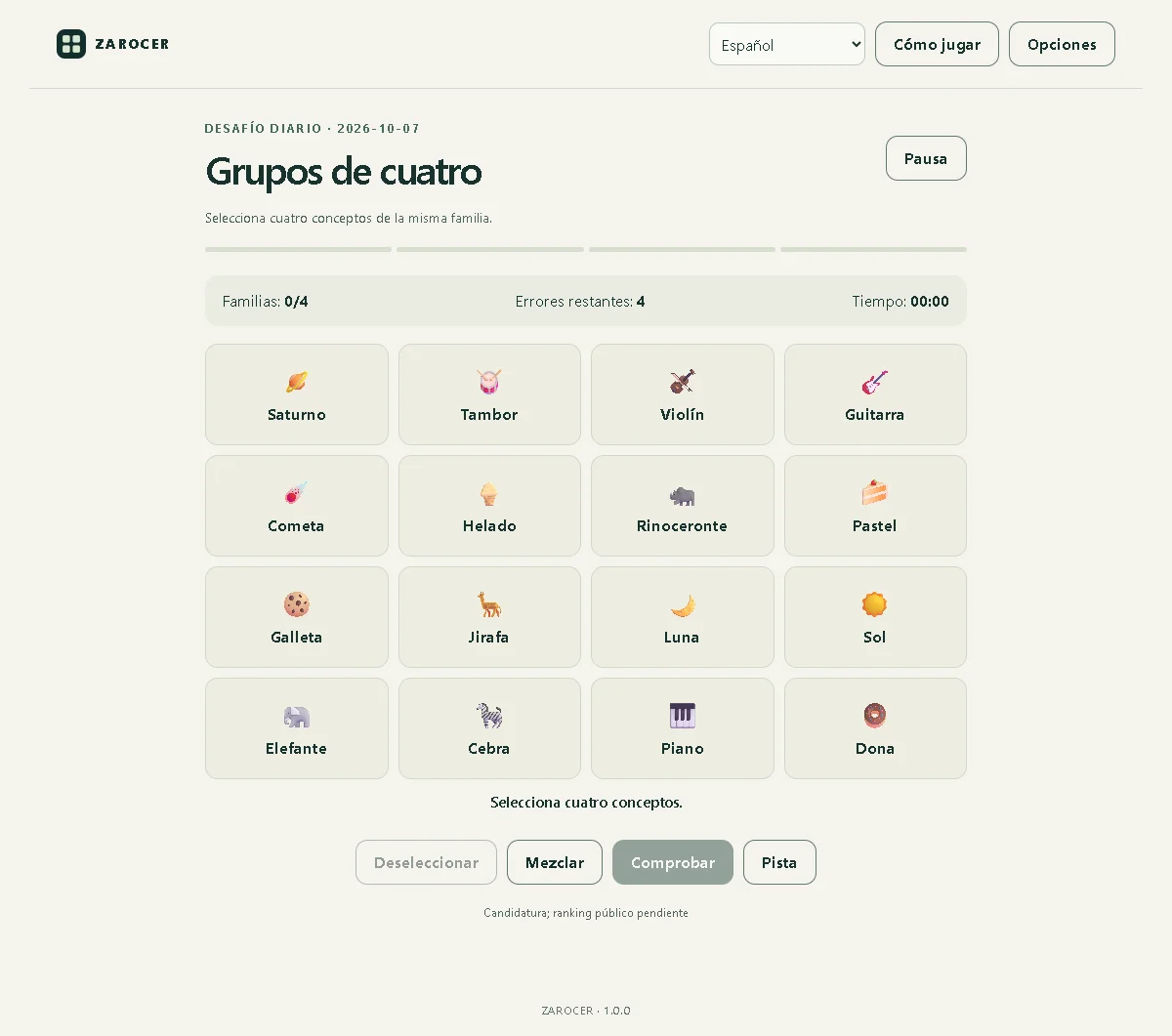 Word Quartets: Word grid for forming groups