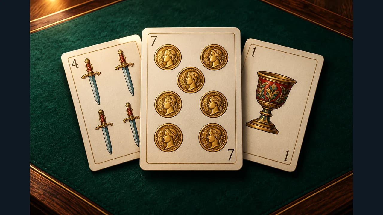 Escoba de Quince cover showing Spanish cards on a table