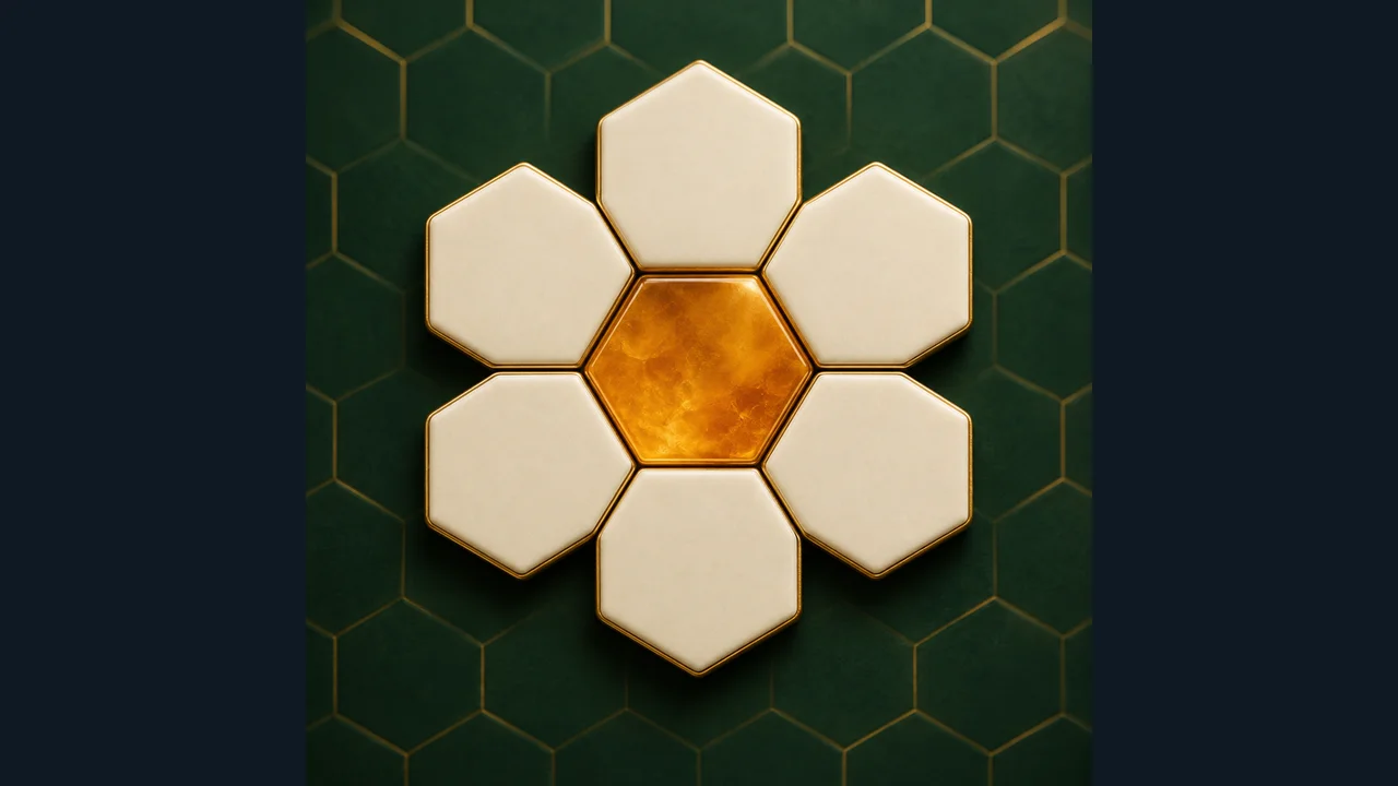Letter Hive cover showing pale hexagonal tiles and a golden center tile