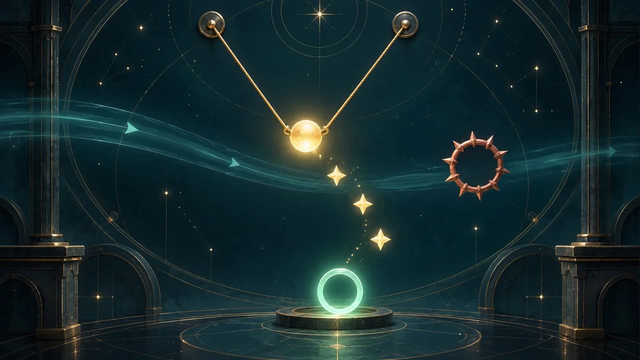 Lumen Tethers cover showing a glowing sphere suspended between ropes and stars