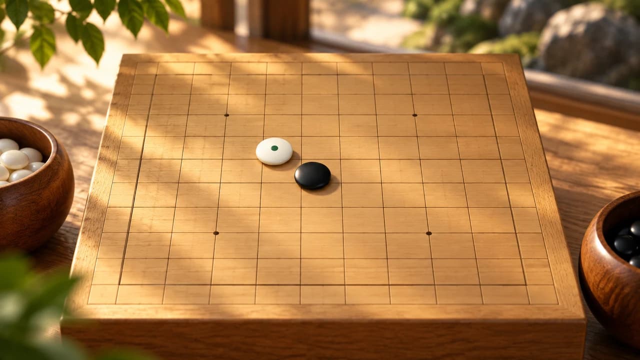 Quiet Stones Go cover with white and black stones on a wooden grid