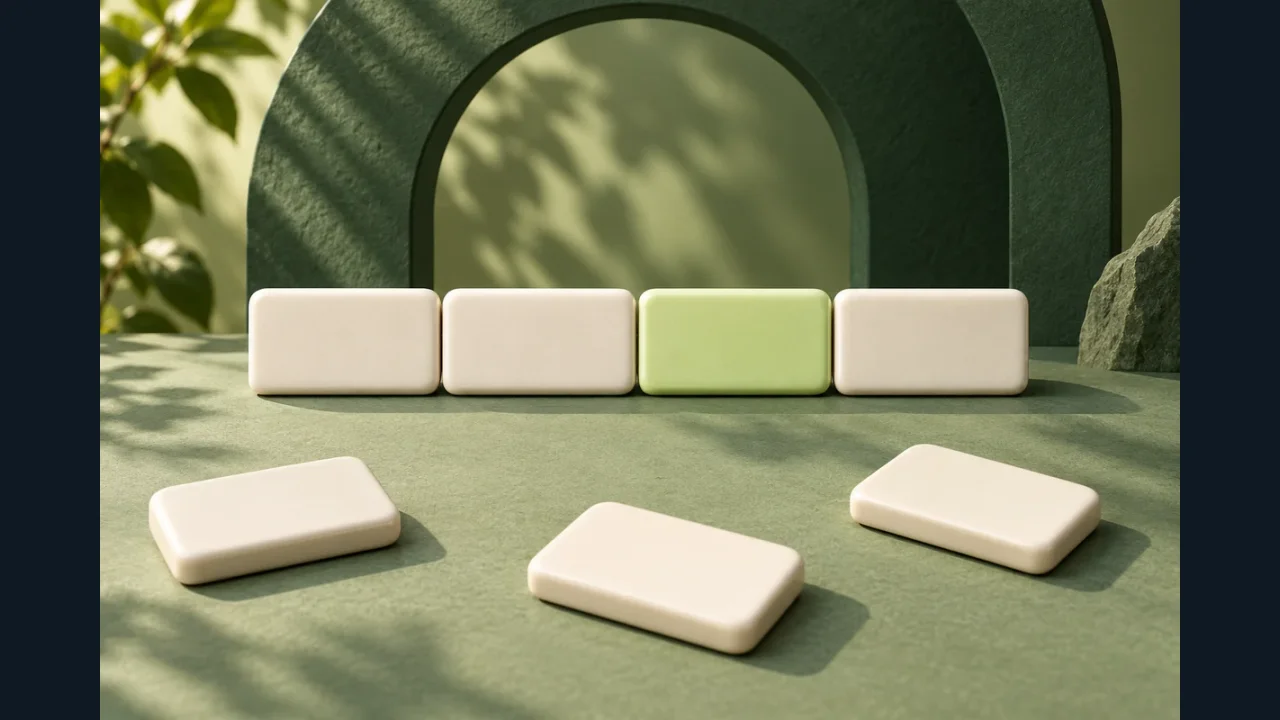 Sentence Building cover showing pale and green tiles in front of an arch