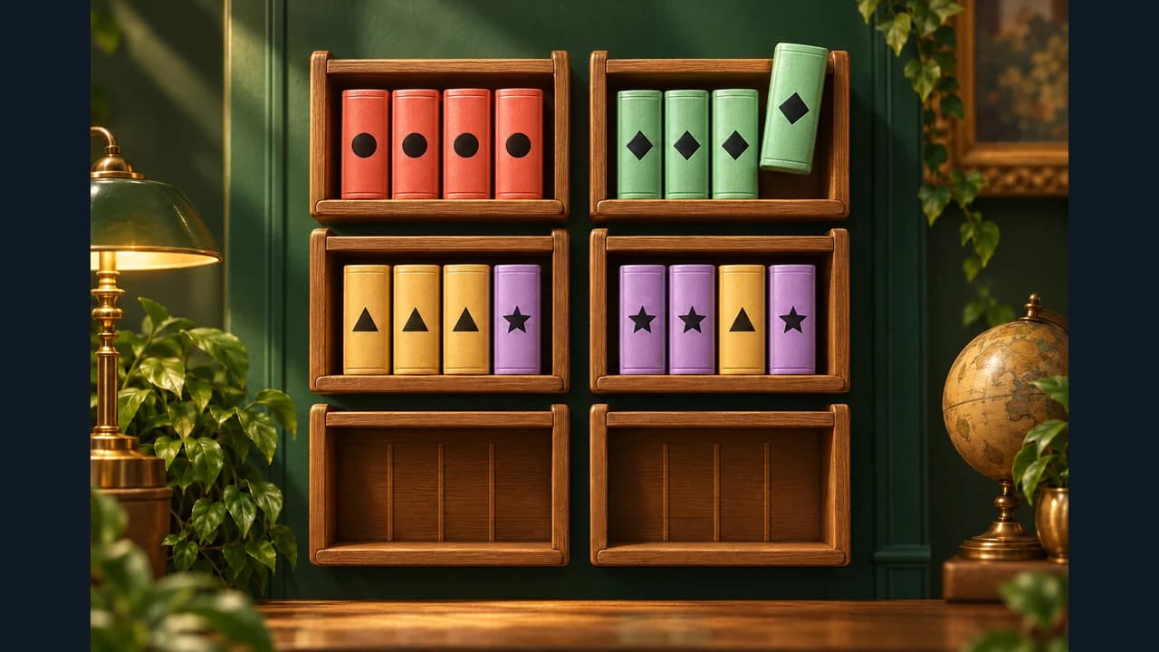 Shelf Sorting cover showing objects arranged on shelves
