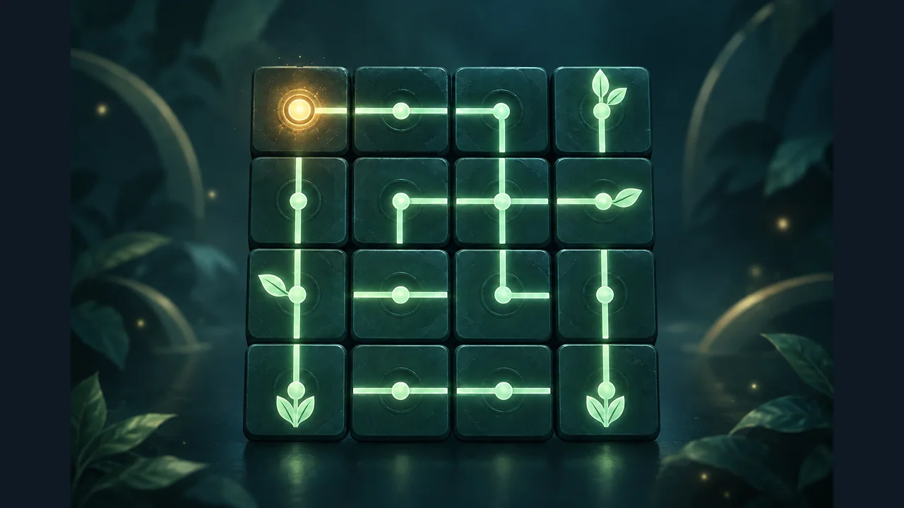 Signal Garden cover showing glowing circuits and leaves connected to a golden source