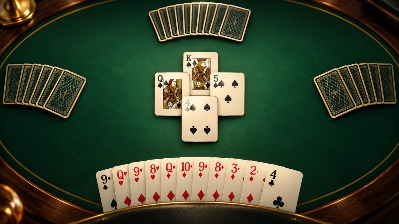 Whist Classic cover with a spade trick and four hands of cards