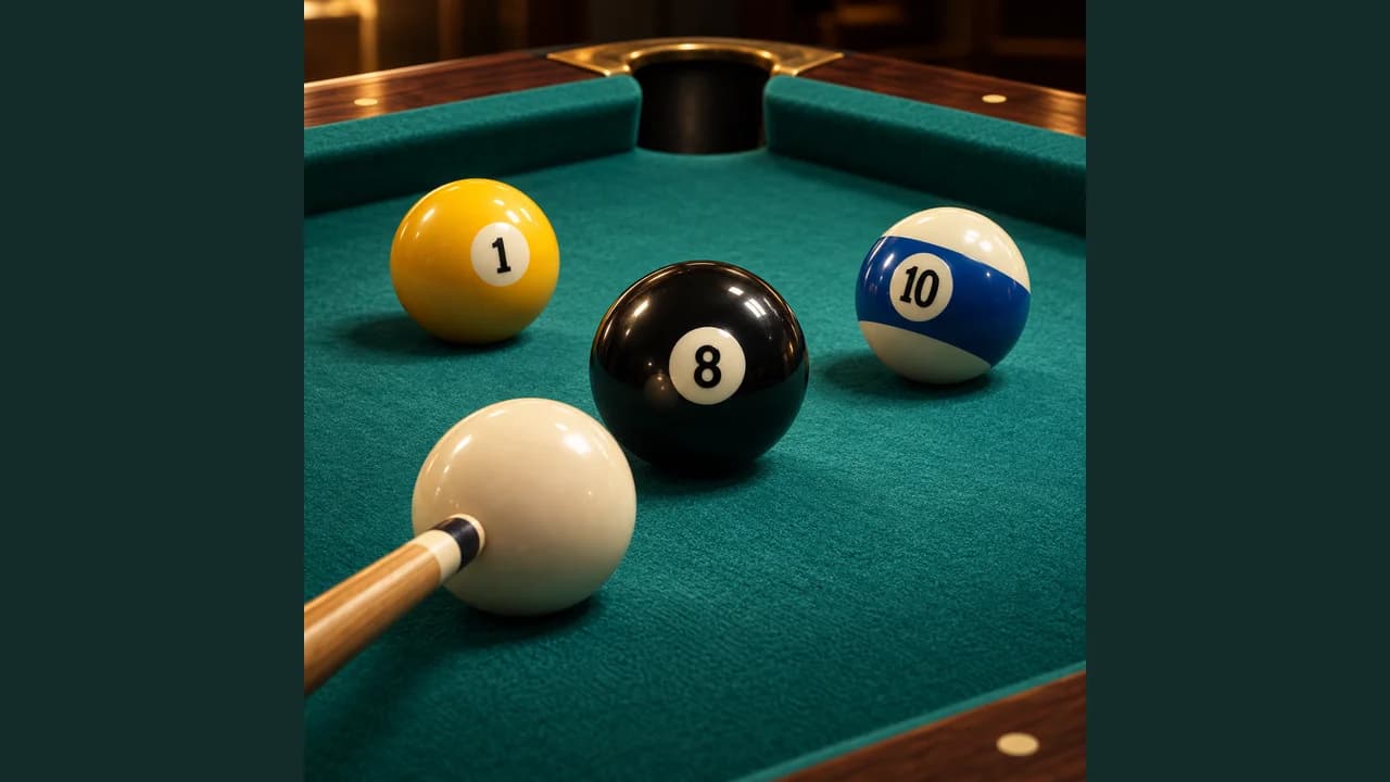 Zarocer 8 cover with a pool table, cue and numbered balls