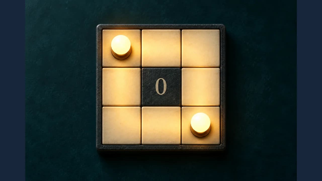 Akari Light Up cover with bulbs illuminating a logic puzzle board